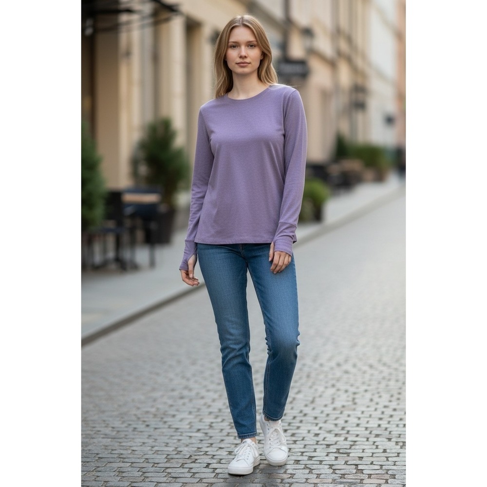 Beyond Yoga Purple Heathered Long Sleeve Thumbhole‎ Top LWSD7981 M